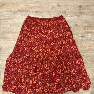 Knox Rose Red Floral Maxi Skirt